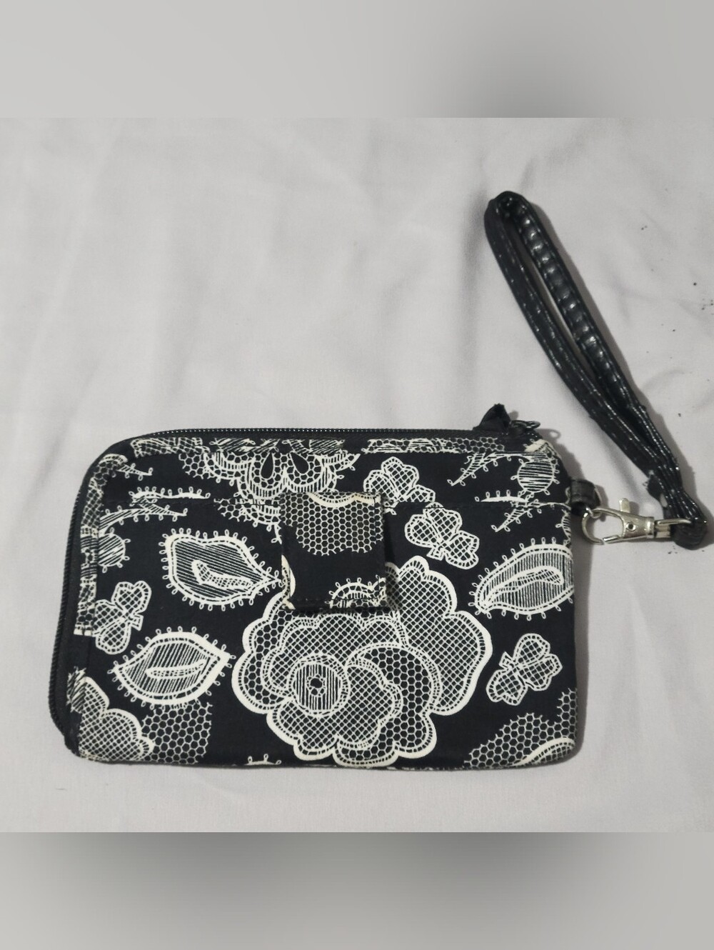 Vera Bradley Black and White Floral Wristlet Clutch